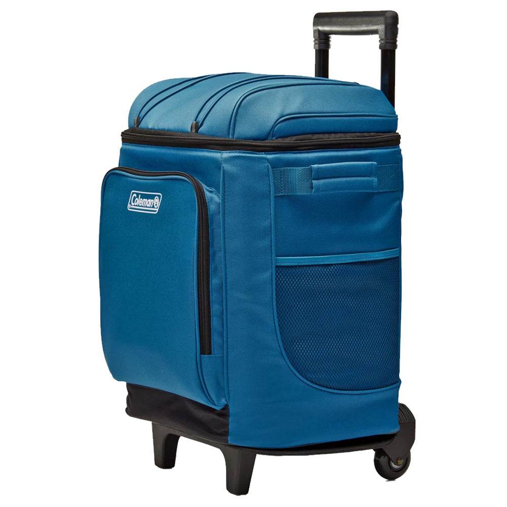Coleman CHILLER 42-Can soft-sided portable cooler with wheels in deep ocean blue