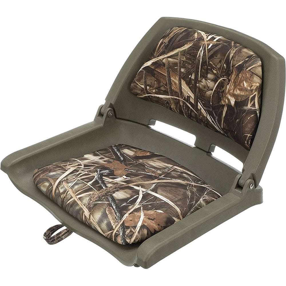Attwood Swivl-Eze padded flip boat seat camo pattern compact lightweight design
