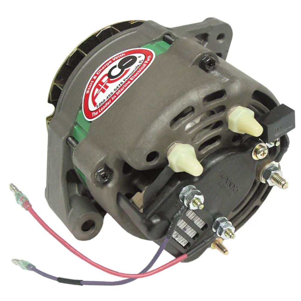 ARCO Marine 12V 65A premium replacement alternator with multi-groove serpentine pulley for marine engines