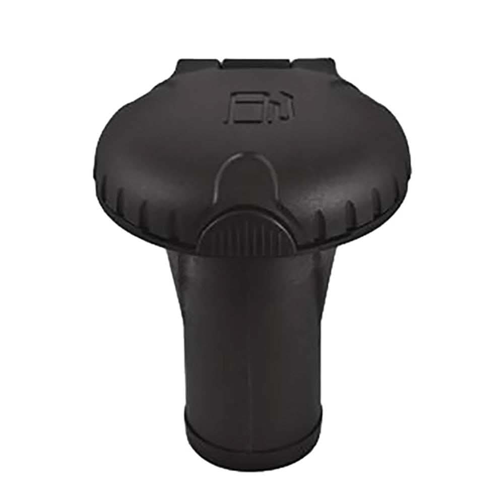 Attwood Deck Fills black scalloped plastic cap for pressure relief marine fuel systems