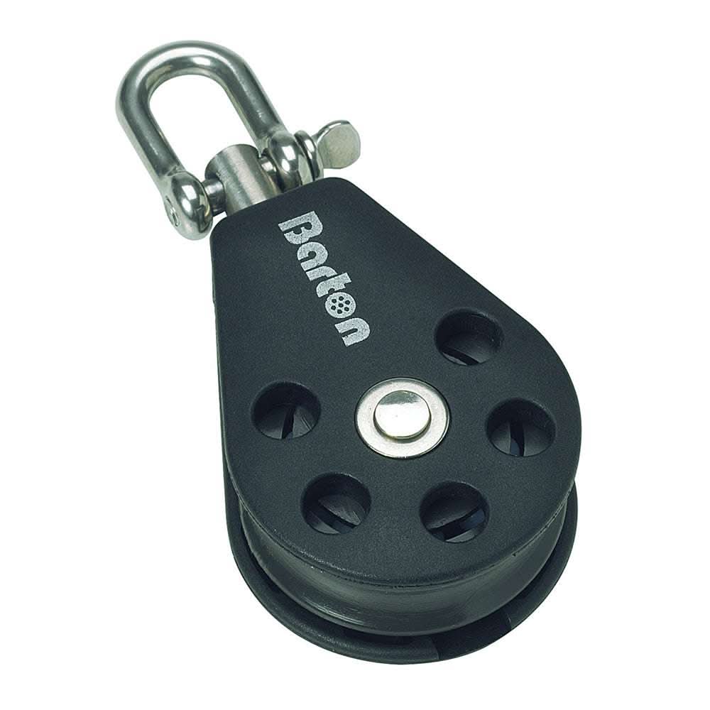 Barton Marine Size 1 single swivel block with becket and stainless steel shackle