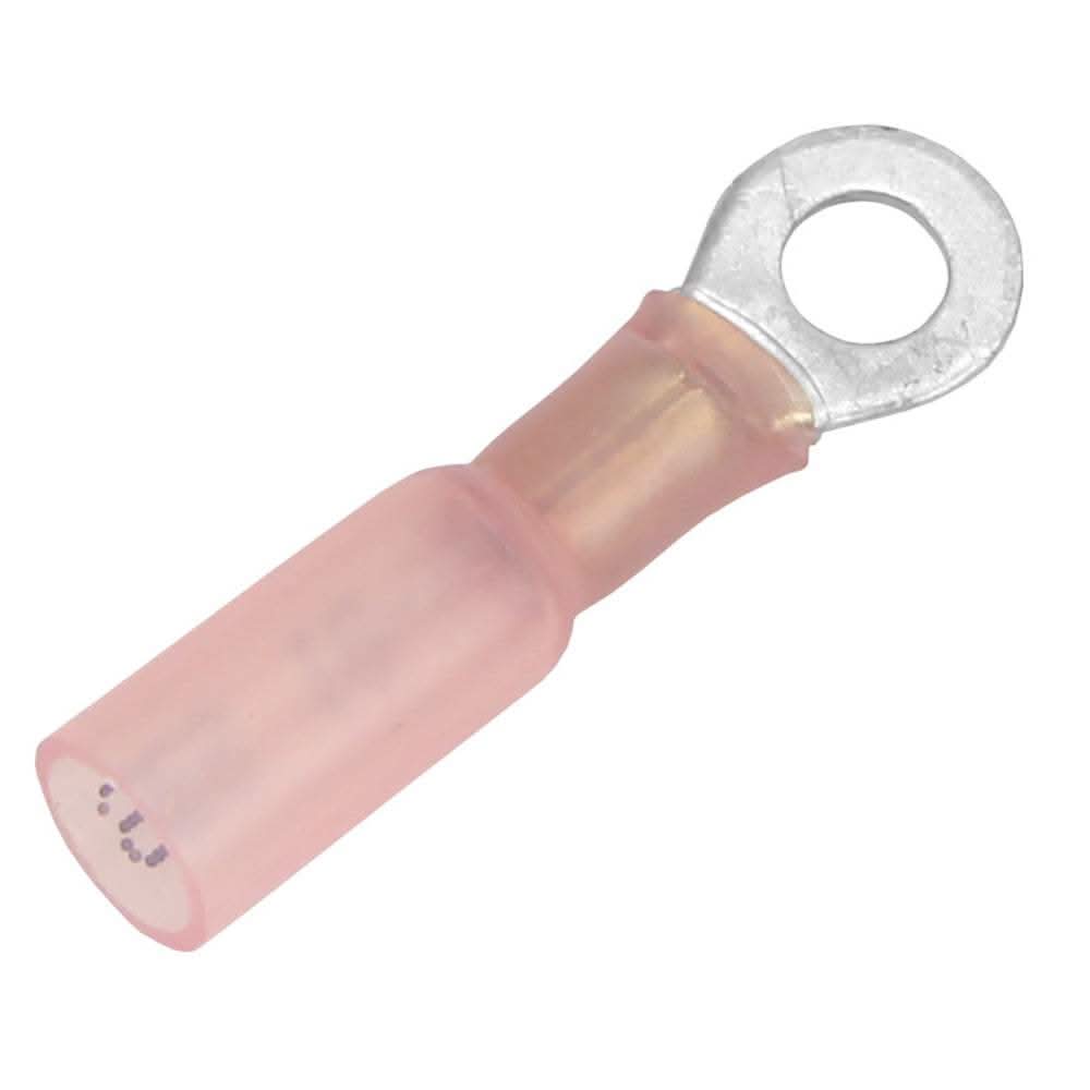 Pacer 22-18 AWG red heat shrink ring terminal with #10 stud size, tin-plated copper, 25 pack
