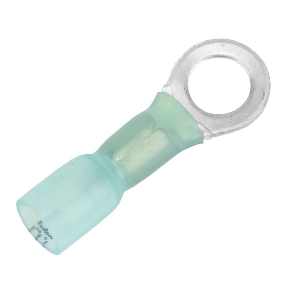 Blue 16-14 AWG heat shrink ring terminal with 1/4 inch stud size by Pacer Group
