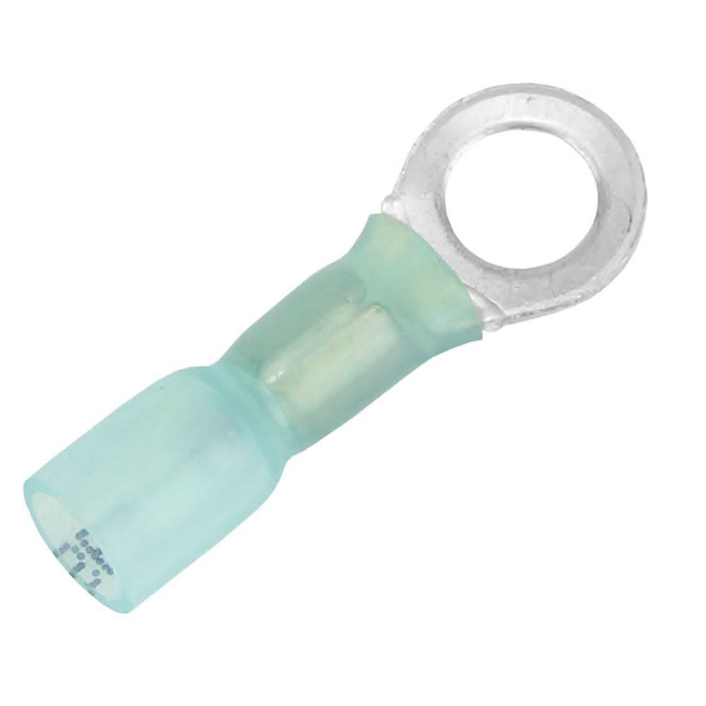 Pacer 16-14 AWG heat shrink ring terminal 1/4 inch stud size blue tinned copper pack of 25