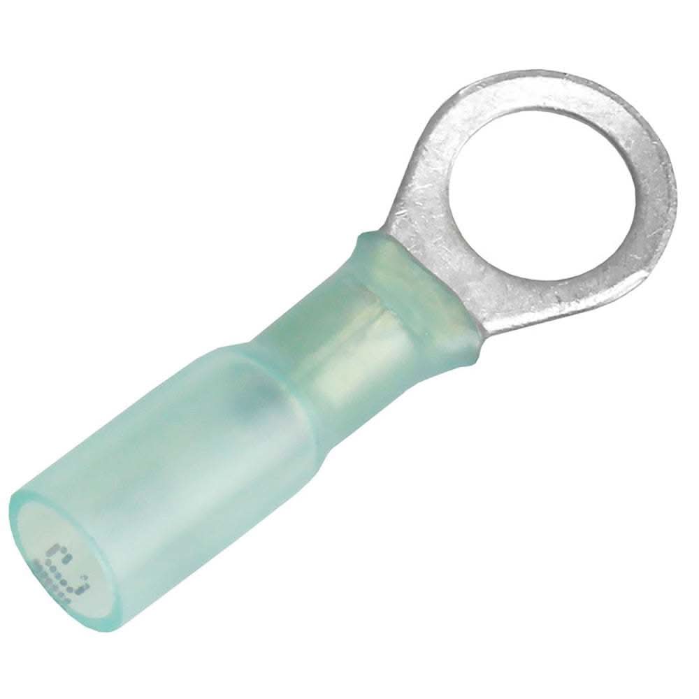 Pacer 16-14 AWG heat shrink ring terminal with 5/16 inch stud size in blue, single terminal view