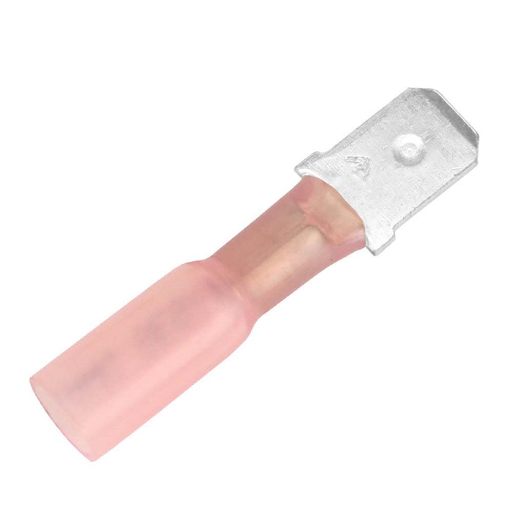 Pacer 22-18 AWG heat shrink male disconnect with red insulation, 0.250" size, 25 pack