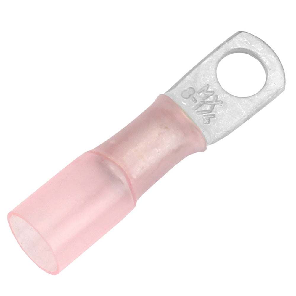 Pacer 8 AWG heat shrink ring terminal 1/4 inch stud size pink 25 pack