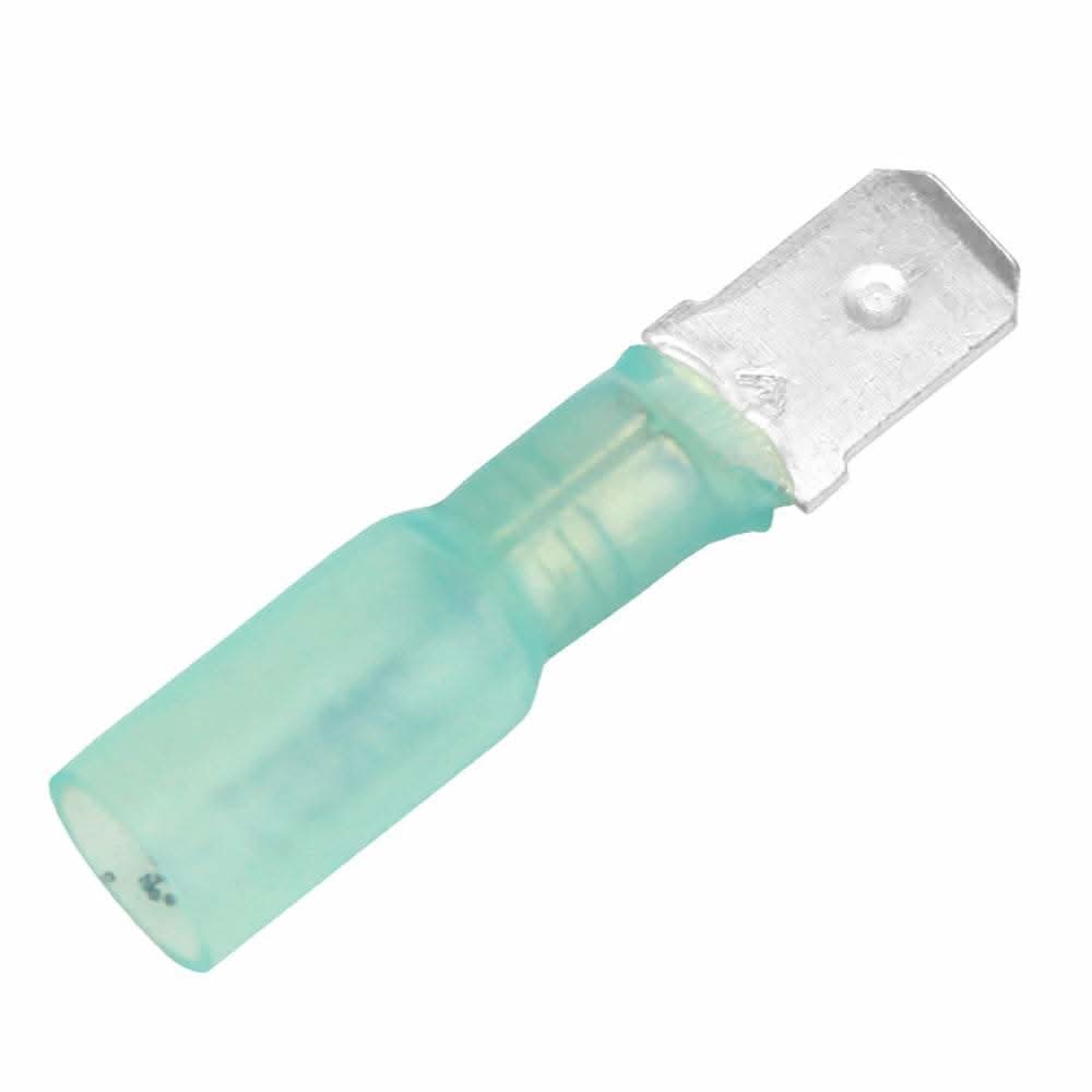 Pacer 16-14 AWG blue heat shrink male disconnect terminal for durable electrical connections