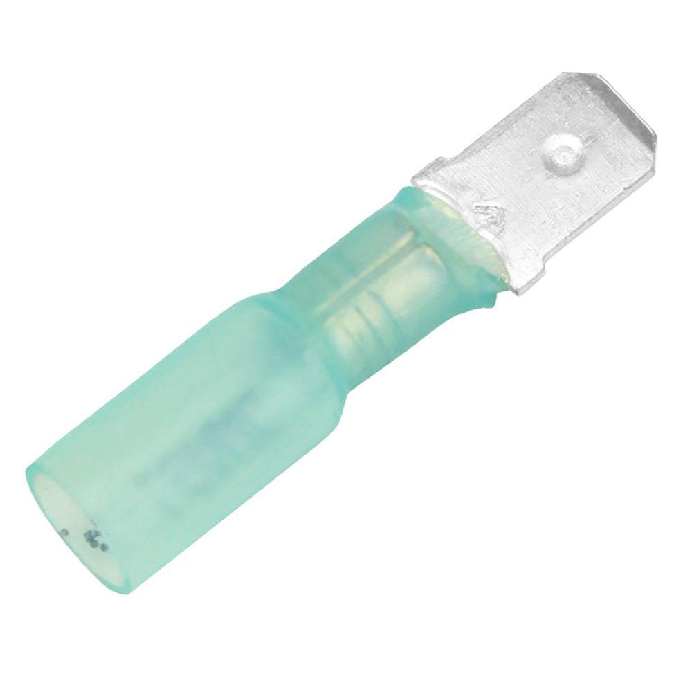 Pacer 16-14 AWG heat shrink male disconnect terminal with blue insulation, 100 pack