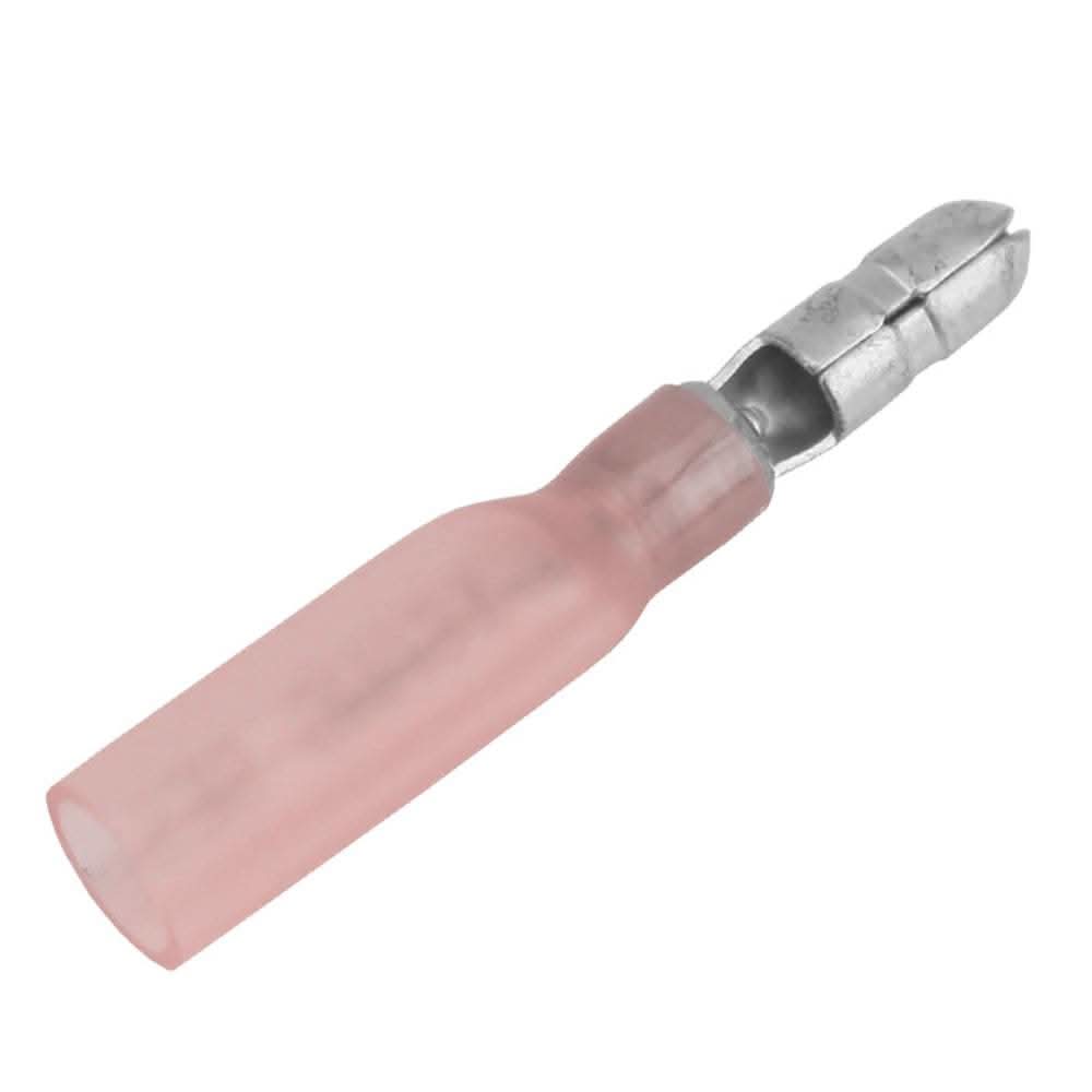 Pacer 22-18 AWG heat shrink male bullet terminal with red insulation, 25 pack