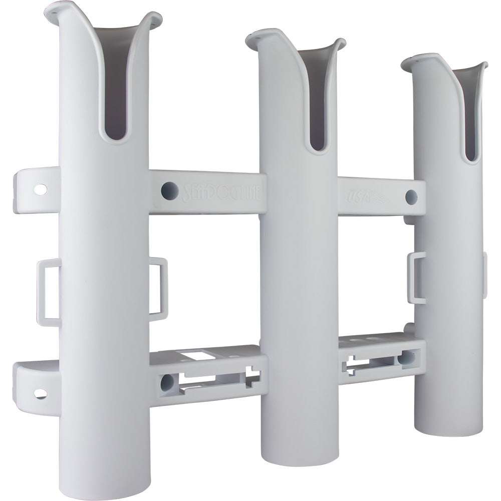 White Sea-Dog Triple Threat Three Pole Rod Holder for fishing rods with built-in storage features
