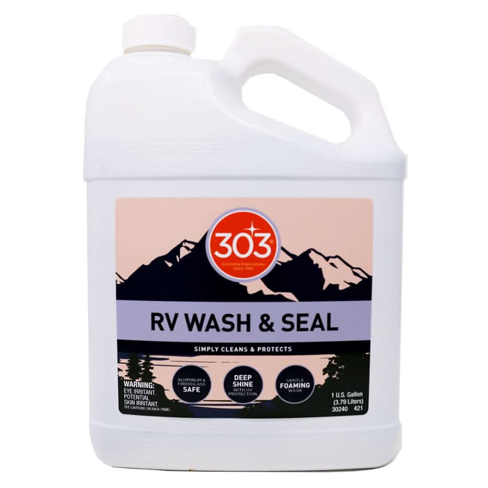 303 RV Wash & Seal 128oz jug for cleaning and protecting RV surfaces with deep shine and water sheeting formula