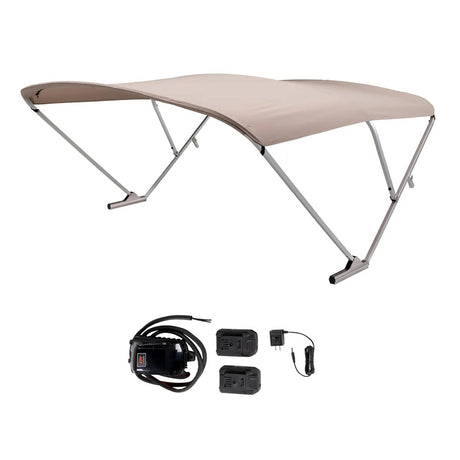 SureShade Battery Powered Bimini - Clear Anodized Frame & Beige Fabric - 2021133088