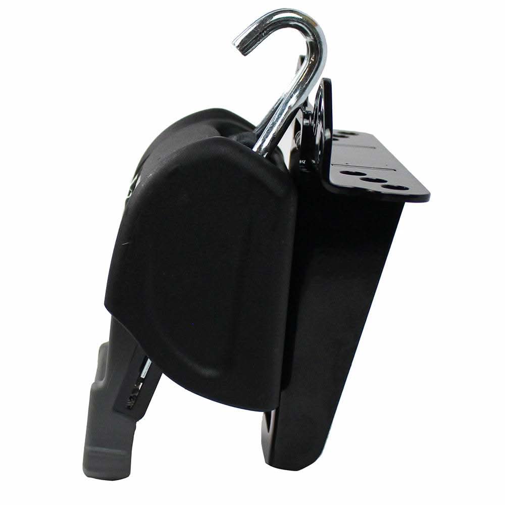 CargoBuckle Universal Ladder Rack Tie-Down System with retractable 2-inch strap and double J-hook for secure load fastening