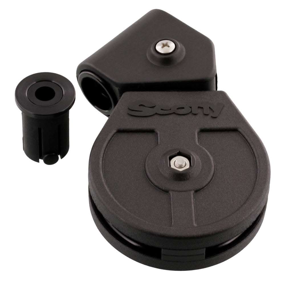 Scotty 1014 downrigger pulley replacement kit for 1" and 3/4" booms with pulley wheel, housing, end cap, and adapters.