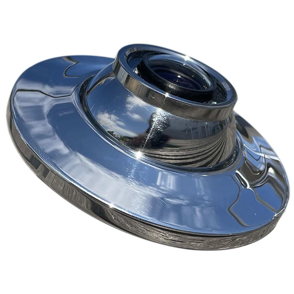 Iris 4-In-1 Flush Vertical Surface Mount camera in polished 316L marine grade stainless steel with recessed dome and 160-degree lens angle