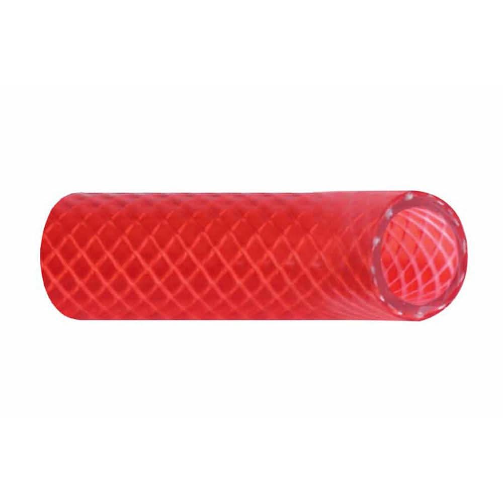 3/4 inch reinforced red translucent PVC hose for hot water feed, FDA approved, drinking water safe, sold by the foot