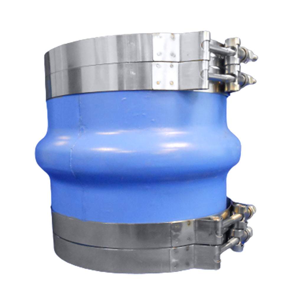 Trident Marine 6 inch blue silicone molded marine wet exhaust hump with stainless steel T-bolt clamps