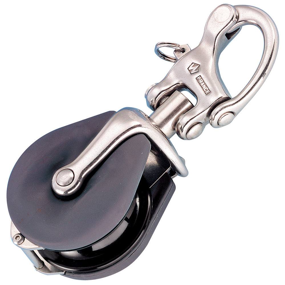 Wichard Snatch Block with snap shackle for 18mm rope, stainless steel and elastomer construction, marine pulley block