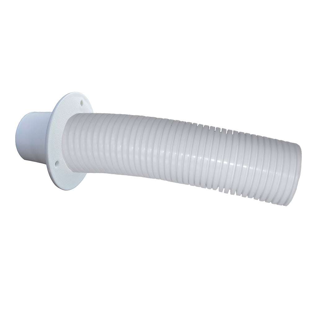 Trident Marine 4' white stern flex hose with transom flange, abrasion and UV resistant, flexible polyethylene copolymer marine hose