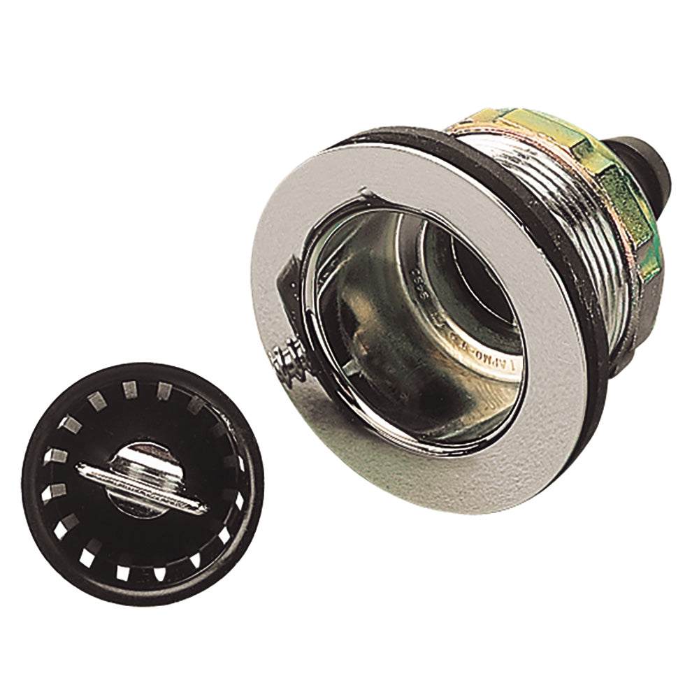 Sea-Dog Sink Drain with Strainer for 2-inch openings and 5/8-inch barb, stainless steel finish