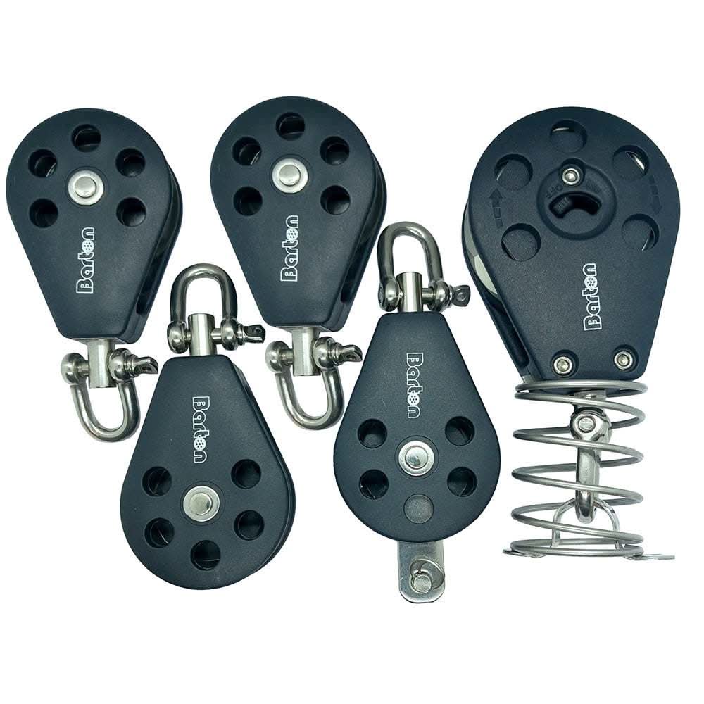 Barton Marine Manta Odyssey 2 Land Sailing Mainsheet Block Kit 3:1 purchase system with lightweight black swivel and ratchet blocks