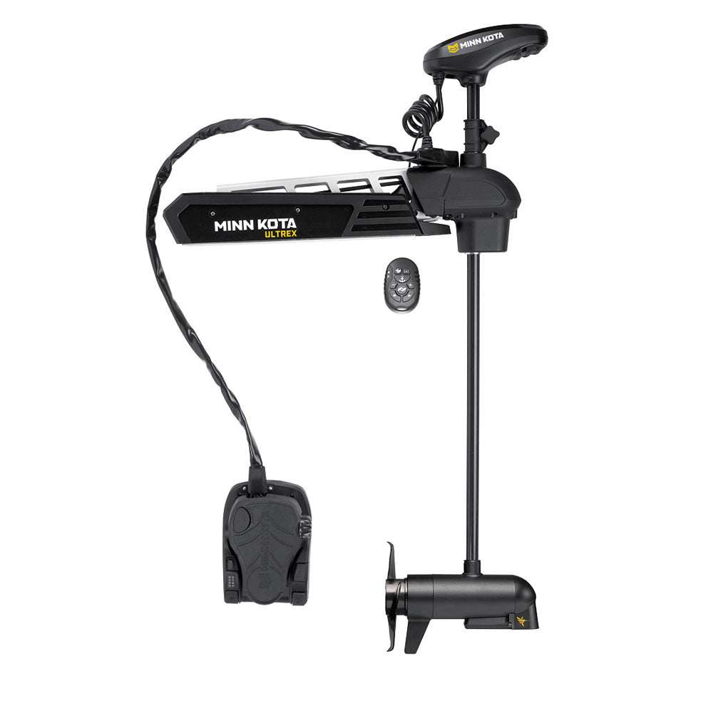 Minn Kota Ultrex 80 Trolling Motor with Micro Remote, MEGA Down Imaging, 24V, 80LB thrust, 45-inch shaft, foot pedal control, and wireless remote.