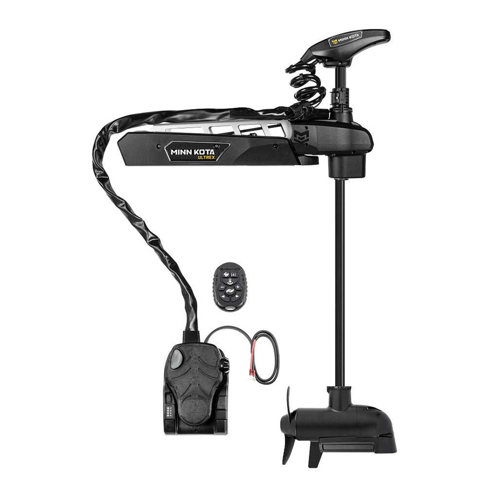 Minn Kota Ultrex QUEST 90/115 trolling motor with Micro Remote and MEGA Down/Side Imaging, 24/36V, 45-inch shaft, bow-mount, foot pedal and wireless remote control.