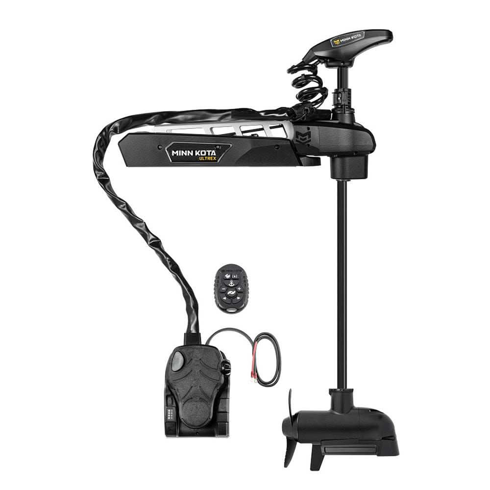 Minn Kota Ultrex QUEST 90/115 trolling motor with Micro Remote and MEGA Down/Side Imaging, 24/36V, 45-inch shaft, bow-mount, foot pedal and wireless remote control.