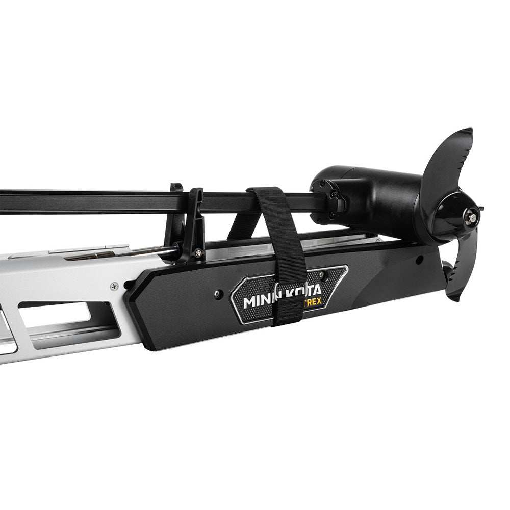 Minn Kota Ultrex QUEST 90/115 trolling motor with 45-inch shaft, MEGA Down/Side Imaging, power steering, and GPS control for freshwater fishing.