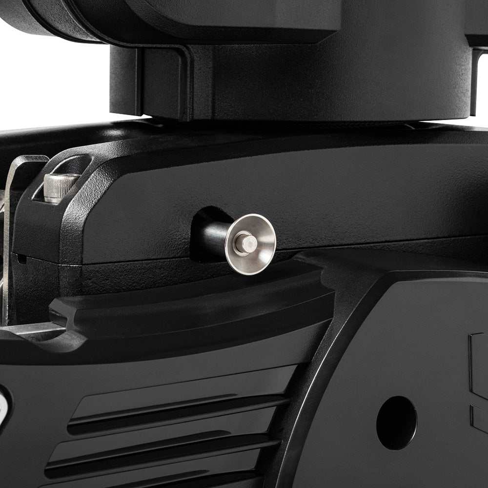 Close-up of Minn Kota Ulterra QUEST 90/115 trolling motor showing component detail and black textured casing