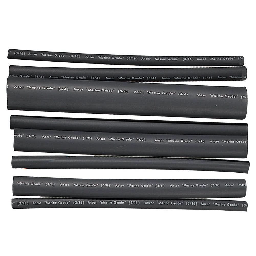Ancor Adhesive Lined Heat Shrink Tubing - Assorted 8 - Pack, 6", 20 - 2/0 AWG, Black - 301506 - Anchor Express