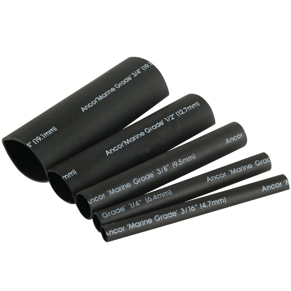 Ancor Adhesive Lined Heat Shrink Tubing Kit - 8 - Pack, 3", 20 to 2/0 AWG, Black - 301503 - Anchor Express