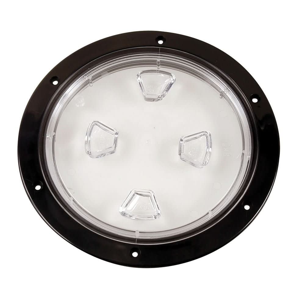 Beckson 8" Clear Center Screw - Out Deck Plate - Black - DP80 - B - C - Anchor Express