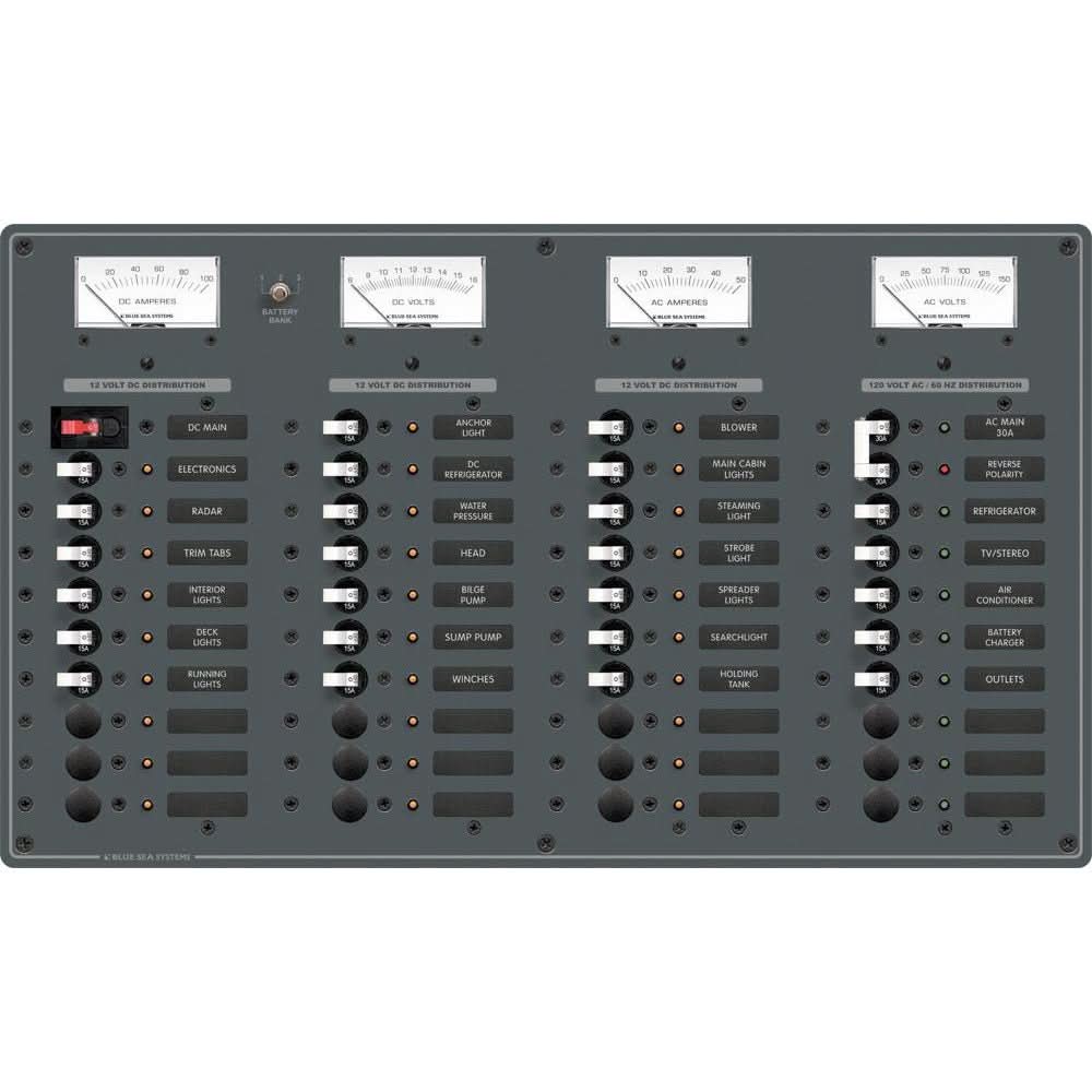 Blue Sea 8095 AC Main +8 Positions / DC Main +29 Positions Toggle Circuit Breaker Panel (White Switches) - 8095 - Anchor Express