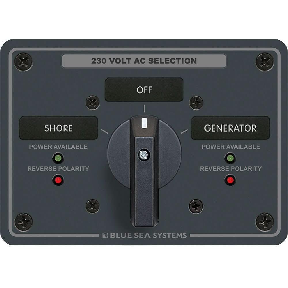 Blue Sea 8357 AC Rotary Switch Panel 65 Ampere 2 Position + OFF, 2 Pole - 8357 - Anchor Express