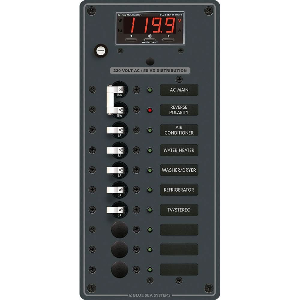Blue Sea 8506 Breaker Panel - AC Main + 8 Positios (European) - White - 8506 - Anchor Express