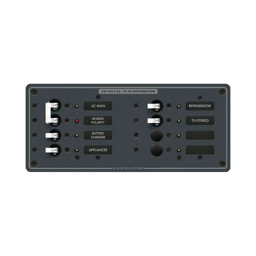 Blue Sea 8512 Breaker Panel - AC Main + 6 Position - White - 8512 - Anchor Express