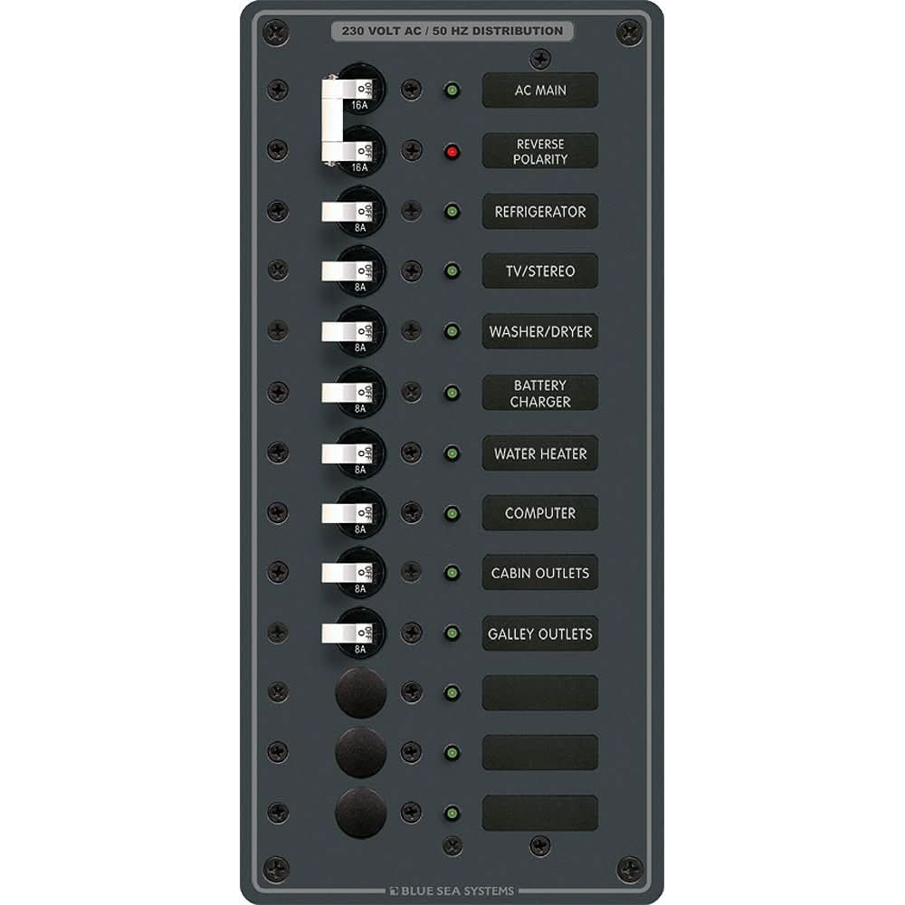 Blue Sea 8585 Breaker Panel - AC Main + 11 Positions (European) - White - 8585 - Anchor Express