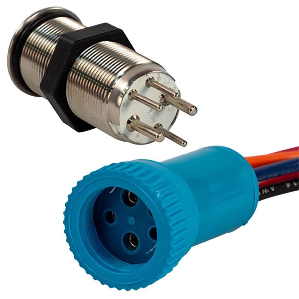 Bluewater 19mm Push Button Switch - Off/On/On Contact - Blue/Green/Red LED - 4' Lead - 9057 - 3113 - 4 - Anchor Express