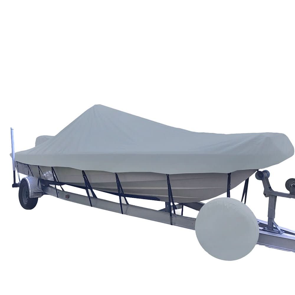 Carver Poly - Flex II Styled - to - Fit Boat Cover f/17.5' V - Hull Center Console Shallow Draft Boats - Grey - 71217F - 10 - Anchor Express
