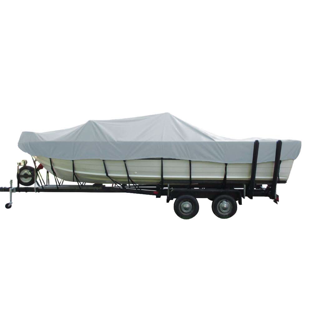 Carver Poly - Flex II Wide Series Styled - to - Fit Boat Cover f/18.5' Aluminum V - Hull Sterndrive Boats with Walk - Thru Windshield - Grey - 72418F - 10 - Anchor Express