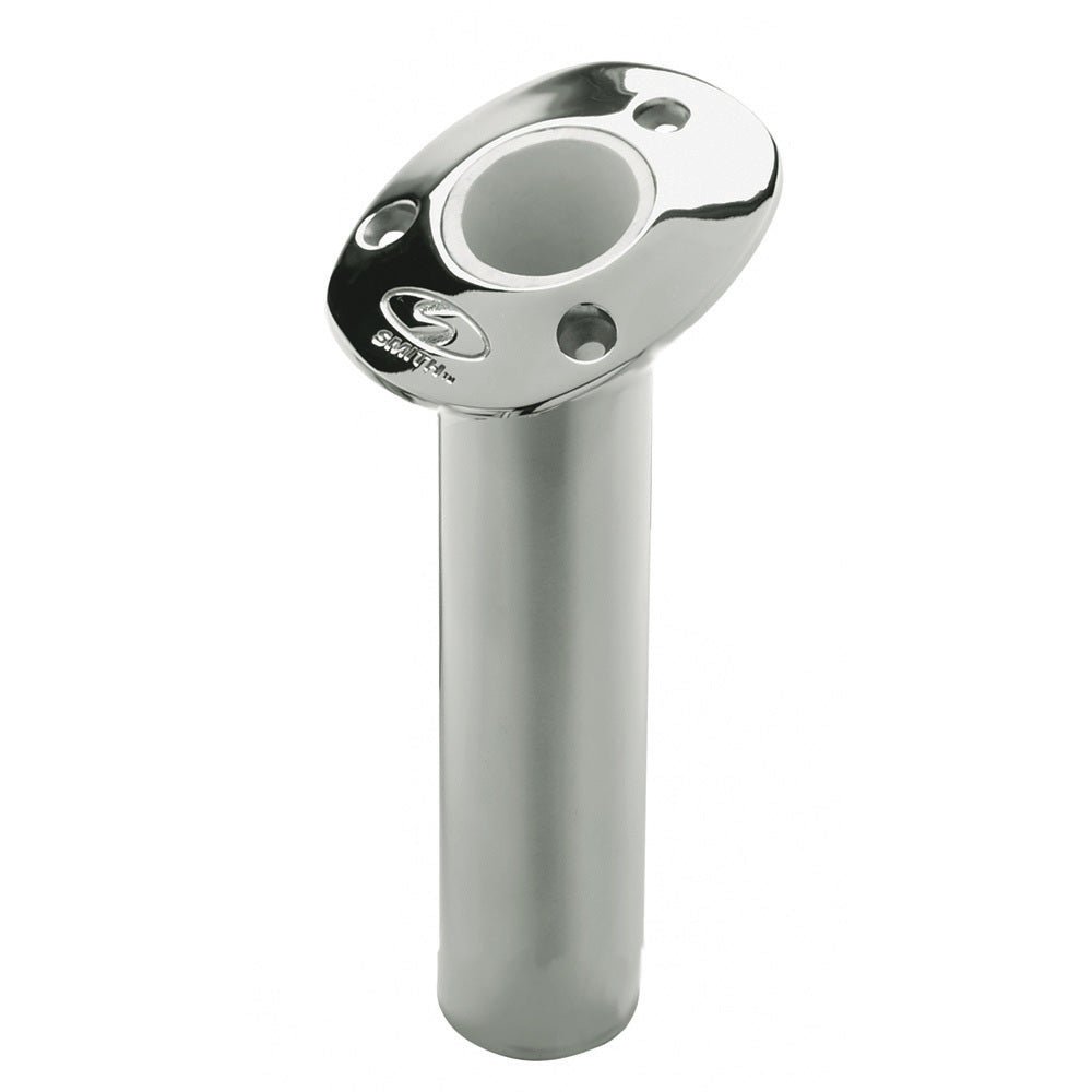 C.E. Smith Flush Mount Rod Holder - 15 Degree & 9" Depth - Stainless Steel - Cast Gimbal - White Vinyl Liner - 53671CA - Anchor Express