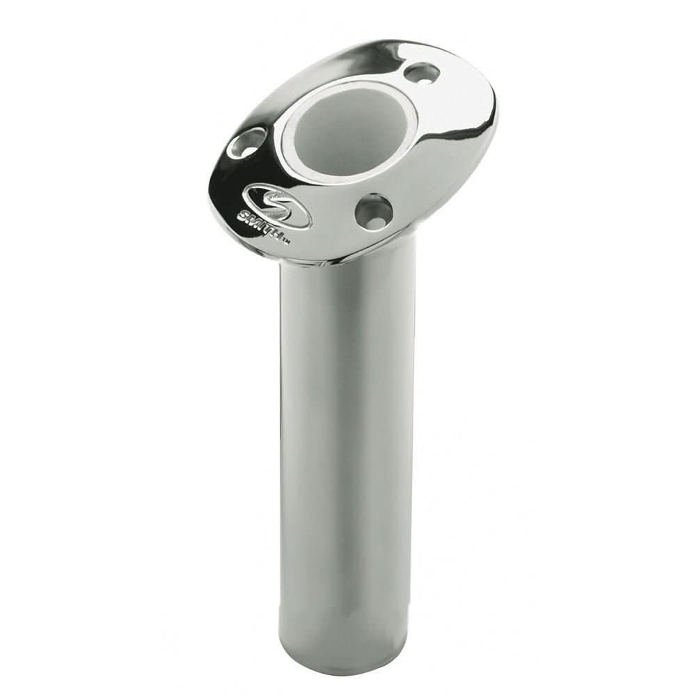 C.E. Smith Flush Mount Rod Holder - 15 Degree & 9" Depth - Stainless Steel - Cast Gimbal - White Vinyl Liner - 53671CA - Anchor Express