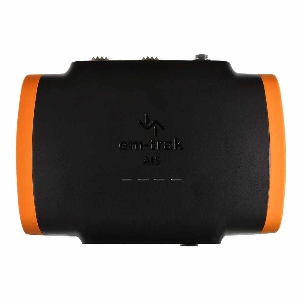em-trak B923 Class B AIS Transceiver with integrated VHF splitter and orange side panels