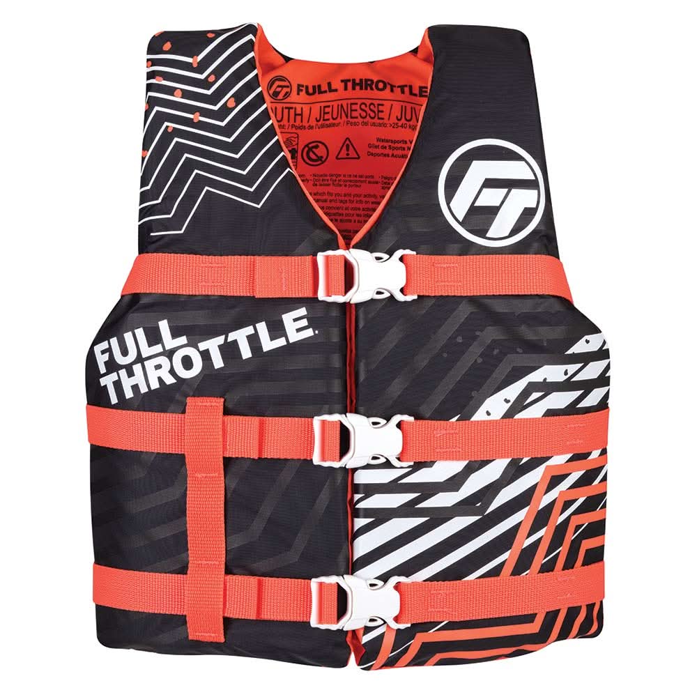 Full Throttle Youth Nylon Life Jacket - Pink/Black - 112200 - 105 - 002 - 22 - Anchor Express