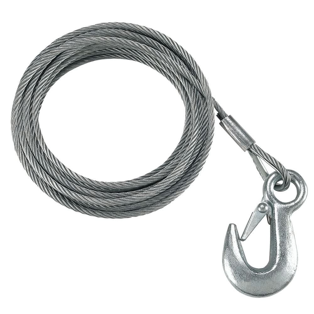 Fulton 7/32" x 50' Galvanized Winch Cable and Hook - 5,600 lbs. Breaking Strength - WC750 0100 - Anchor Express