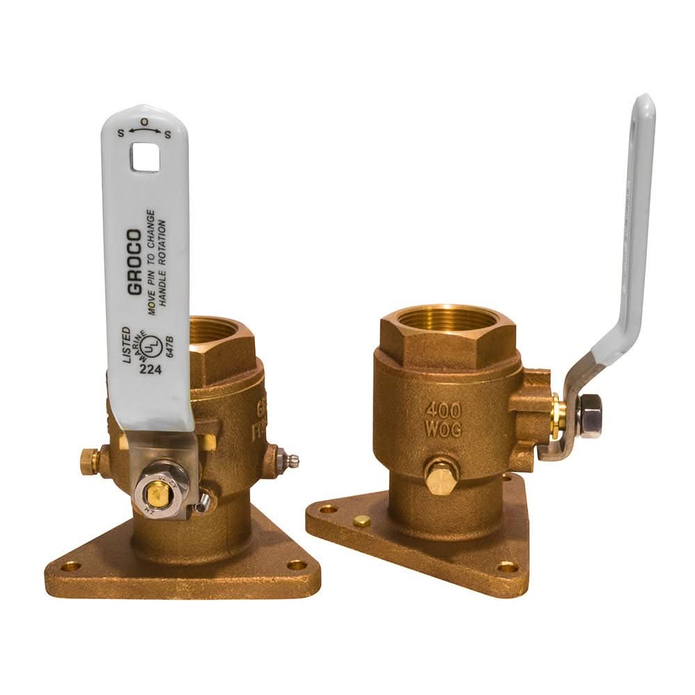 GROCO 1 - 1/4" Bronze Tri - Flanged Ball Valve/Seacock - FBV - 1250 - Anchor Express