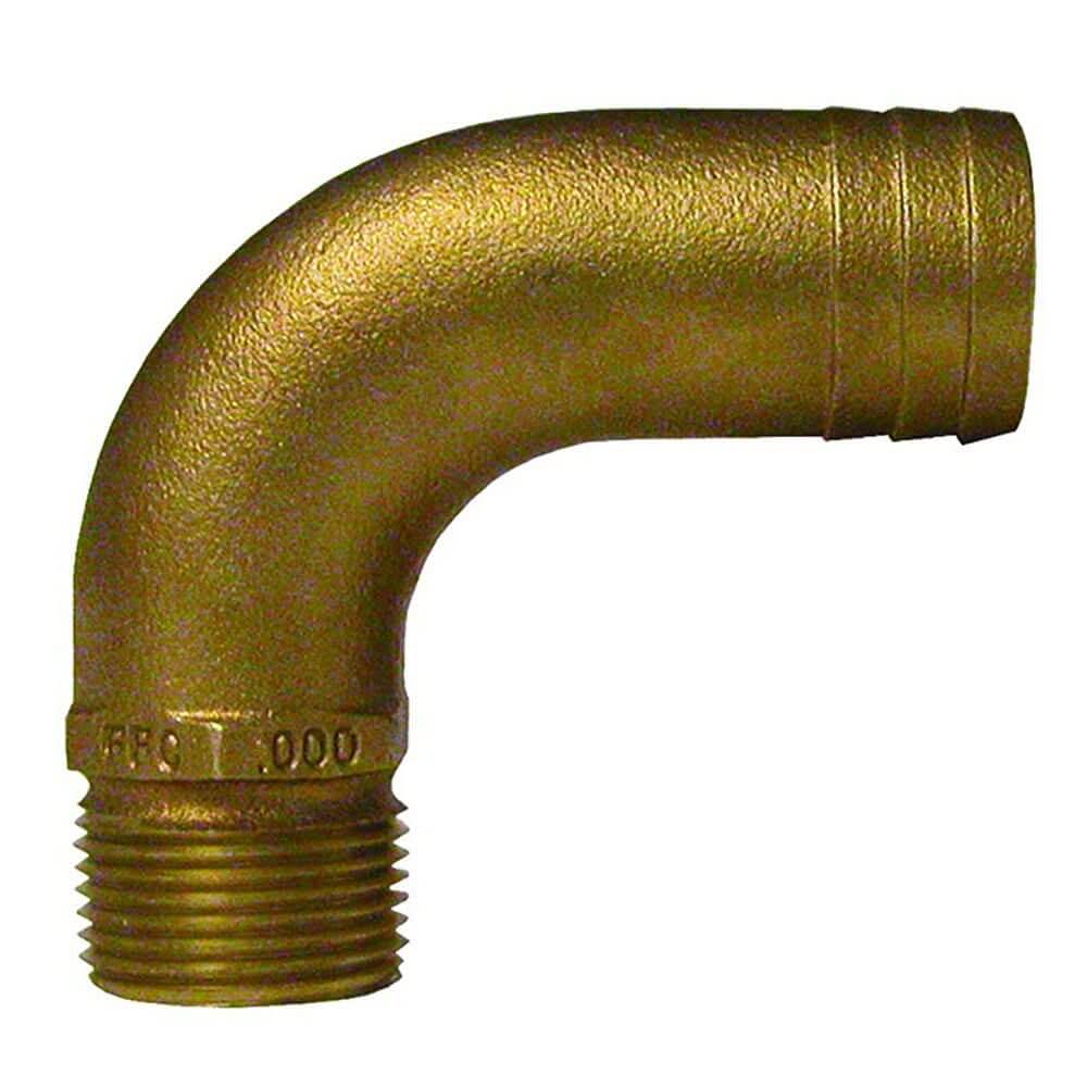 GROCO 1 - 1/4" NPT x 1 - 1/2" ID Bronze Full Flow 90° Elbow Pipe to Hose Fitting - FFC - 1250 - Anchor Express