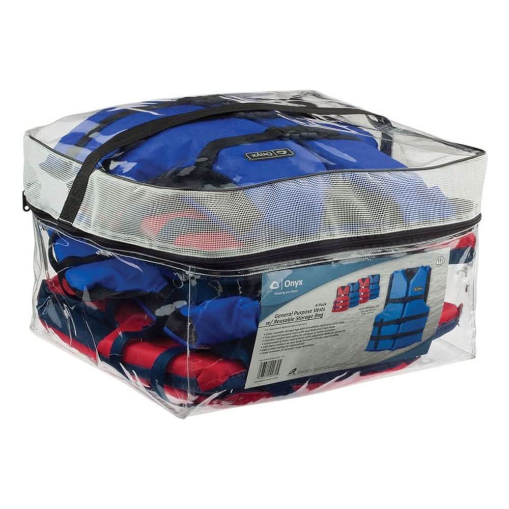 Onyx Adult General Purpose Life Vests - 4 - Pack (2 Red, 2 Blue) - 103200 - 999 - 004 - 12 - Anchor Express